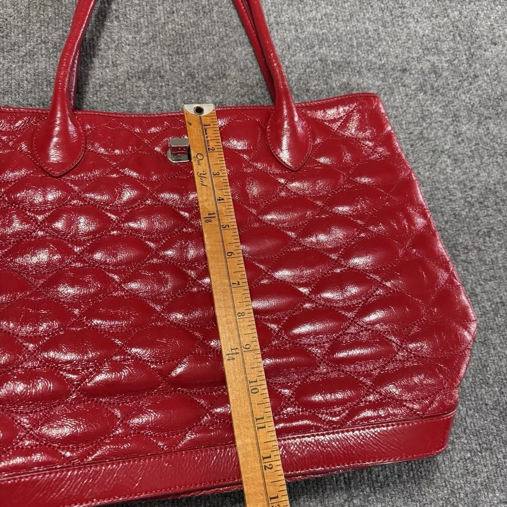 Lulu Guinness London Quilted Lips Large Tote Red‎ Patent